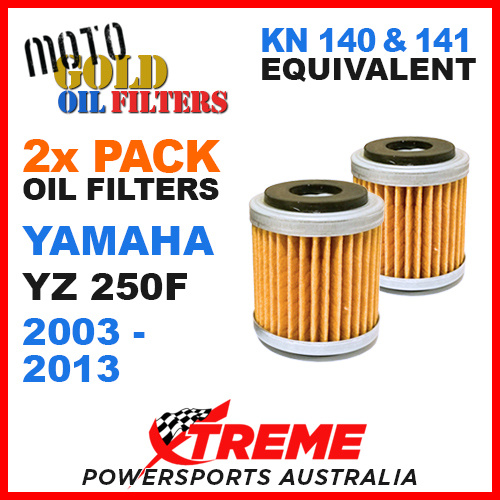 2 PACK YAMAHA YZ250F YZF250 2003-2013 MOTO GOLD MX OIL FILTER KN 140 141 OF13