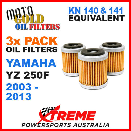 3 PACK YAMAHA YZ250F YZF250 2003-2013 MOTO GOLD MX OIL FILTER KN 140 141 OF13