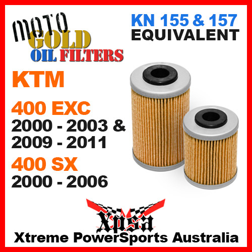 PAIR MOTO GOLD OIL FILTERS KTM 400 EXC 00-03 09-11 400 SX 00-2006 KN 157 155 MX