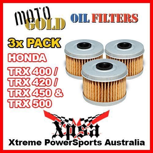 3 PACK MOTO GOLD OIL FILTERS HONDA TRX 400 420 450 500 TRX400 TRX450 OF3 KN113