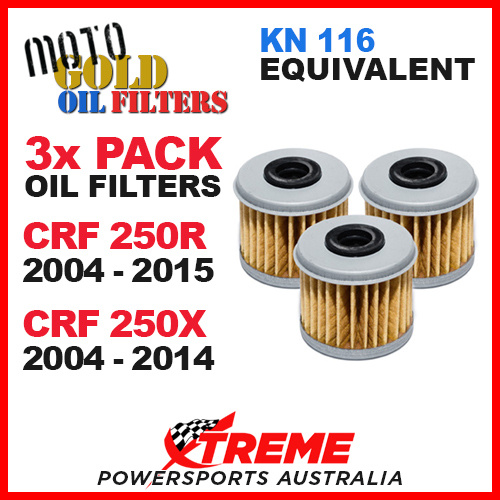 3 PACK MOTO GOLD OIL FILTERS CRF 250R CRF250R 04-2015 CRF250X 250X 04-2014 KN116