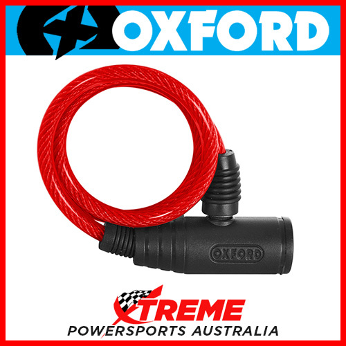 Oxford Security 0.6m x 6mm Red Bumper Armoured Cable Lock MX Motorcycle Bike