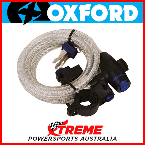 Oxford Security 1.8m x 12mm Silver Cable Lock MX Motorcycle Bike