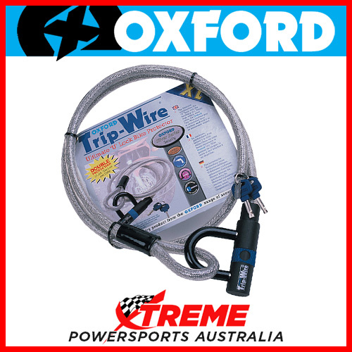 Oxford Security 1.6m Silver Trip-Wire Cable and Padlock MX Motorcycle Bike