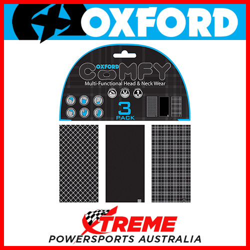 Oxford Comfy Black and White Tartan 3 Pack Head & Neck Wear Face Mask Bandana Mx