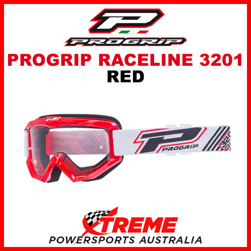 Adult ProGrip Raceline 3201 Motocross Goggles Red Clear No Fog Lens 3201R