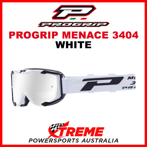 ProGrip Menace 3404 Motocross Goggles White No Fog Lens + 2 Lens 3404WHS