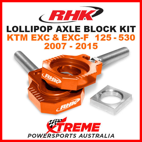 RHK LOLLIPOP AXLE BLOCK ORANGE KTM EXC F 125 200 250 300 350 450 500 530 07-2015