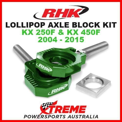 RHK MX LOLLIPOP AXLE BLOCK KIT GREEN KAWASAKI KXF 250 450 KX250F KX450F 04-2015
