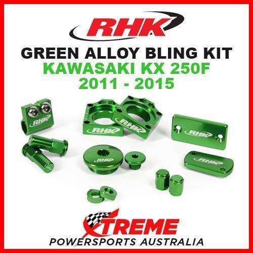 RHK MX GREEN ALLOY BLING KIT KAWASAKI KX250F KX 250F KXF250 2011-2015 DIRT BIKE