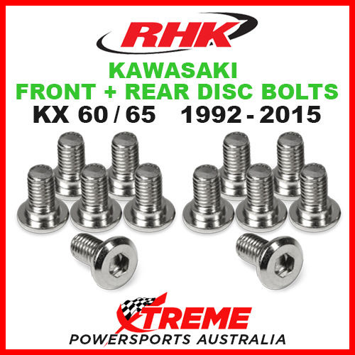 RHK MX FRONT + REAR HEAVY DUTY BRAKE DISC BOLT SET KAWASAKI KX60 KX65 1992-2015