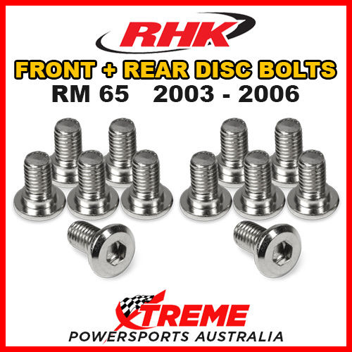 RHK MX FRONT + REAR HEAVY DUTY BRAKE DISC BOLTS For Suzuki RM65 RM 65 2003-2006 MOTO