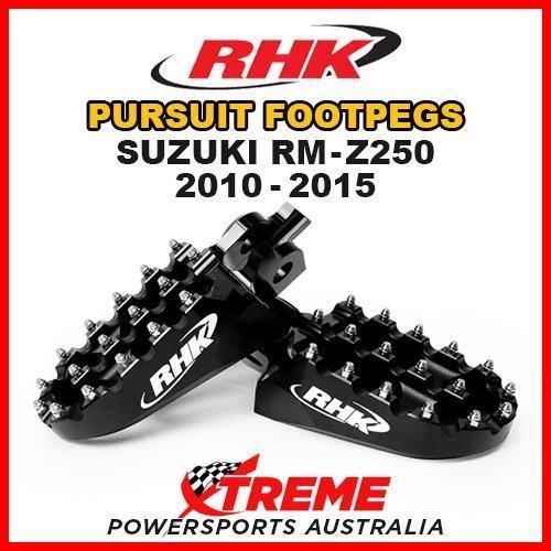 RHK MX BLACK ALLOY PURSUIT FOOTPEGS For Suzuki RMZ 250 RM Z250 2010-2015 DIRT BIKE