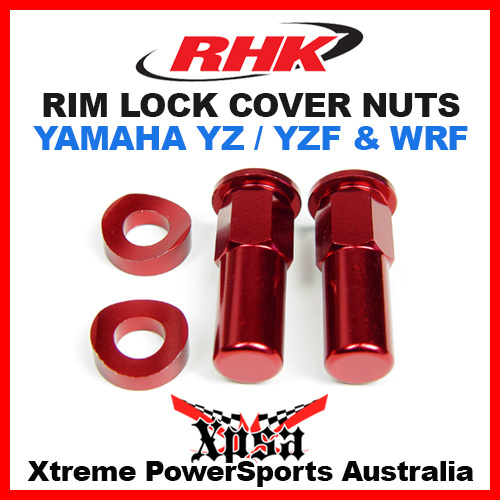 RHK MX RED RIM LOCK COVER NUTS DIRT BIKE YAMAHA YZ WR YZF WRF 125 250 250F 450F
