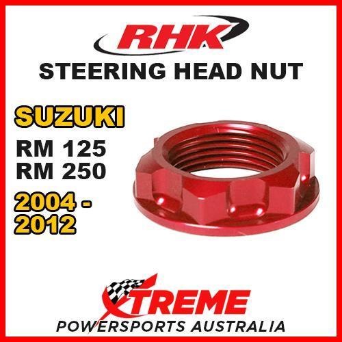 RHK MX STEERING HEAD STEM NUT RED For Suzuki RM 125 250 RM125 RM250 2004-2012 MOTO