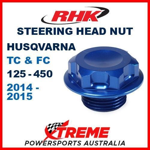 RHK MX STEERING HEAD STEM NUT BLUE HUSQVARNA TC FC 125 250 350 450 14-2015 MOTO