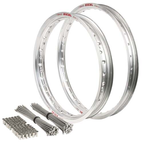 Yamaha WR250F 2009-2025 21/18 OEM Front/Rear Silver Excel Rim & Bulldog Spoke Set