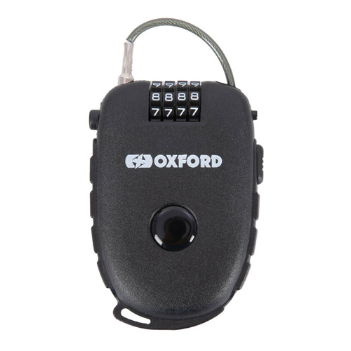 Oxford Black Retractable Combination Cable Lock 75cm x 2.4mm Cable
