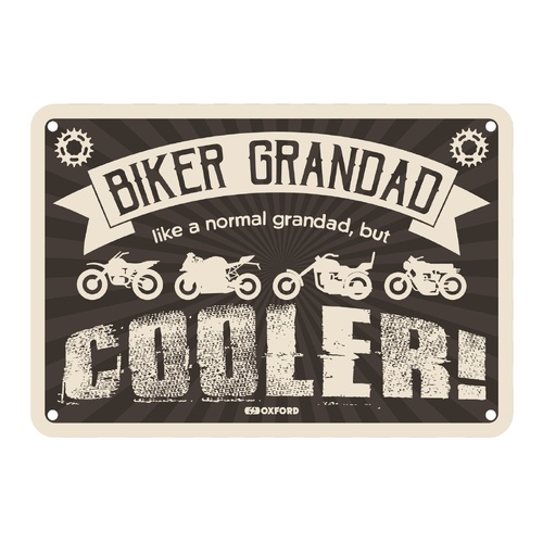 Oxford Garage Metal Sign: "Biker Grandad  Like a Normal Grandad  But Cooler"