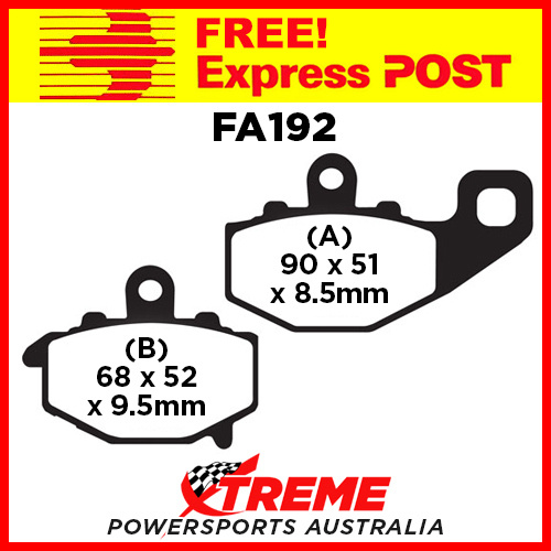 Kawasaki KLE 650 Versys 07-14 EBC Organic Rear Brake Pads, FA192