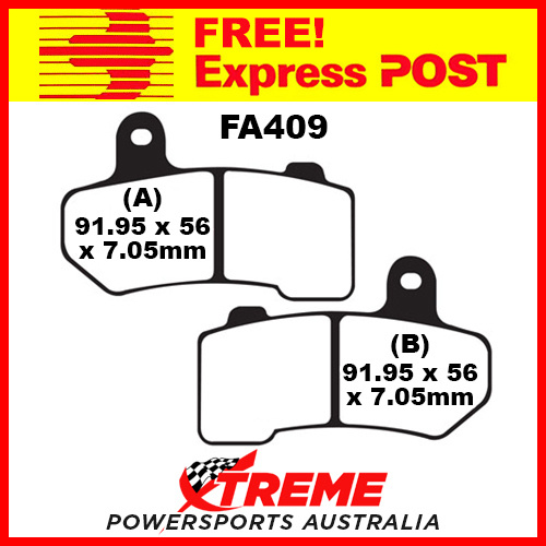 HD Road Glide 15-17 EBC Semi Sintered Chrome Front Brake Pads, FA409VLD