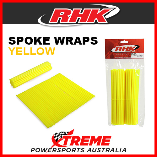 RHK Yellow Front & Rear Spoke Wraps Skins 21/19" Wheel MX Dirt Bike Off Road