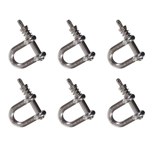 6-Pack Snap-D 8mm D Shackle 304 Stainless Steel Max Load 670Kg Towing Trailer