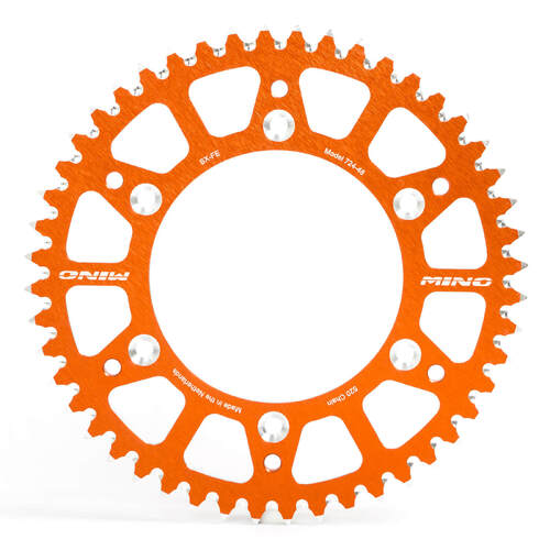 Mino 49 Tooth Orange Rear Alloy Sprocket for Gas-Gas MC 65 2021-2023