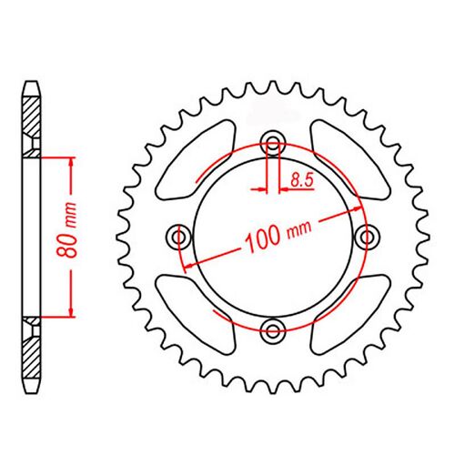 MTX 37 Tooth Rear Sprocket for Honda XR80R 1990-1991