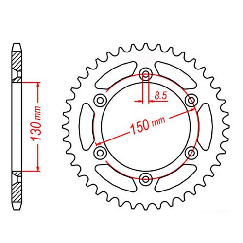 MTX 53 Tooth Rear Sprocket for Yamaha YZ250 2008-2009