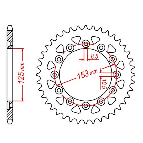 MTX 38 Tooth Rear Sprocket for Honda CRF230L 2010-2012