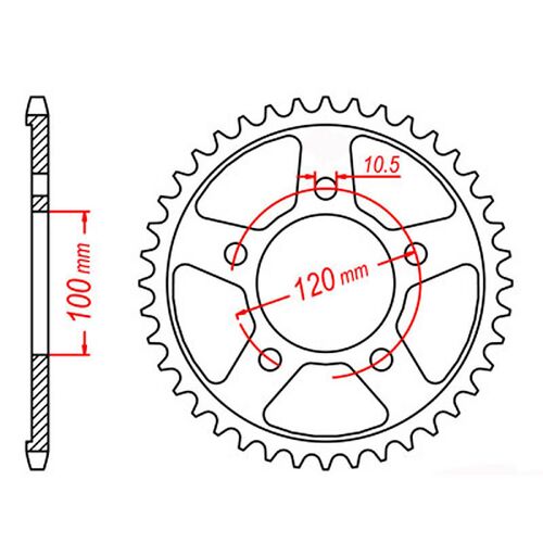 MTX 44 Tooth Rear Sprocket for Aprilia RSV1000 Tuono V4R, APRC 2010-2012
