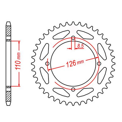MTX 45 Tooth Rear Sprocket for Kawasaki KX65 2001-2005