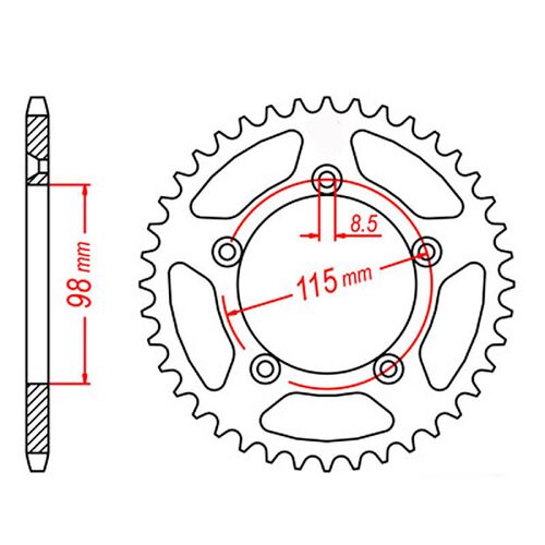 MTX 46 Tooth Rear Sprocket for KTM 65 SX 2012-2013