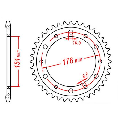 MTX 43 Tooth Rear Sprocket for Honda VFR800X CROSSRUNNER 2011-2014