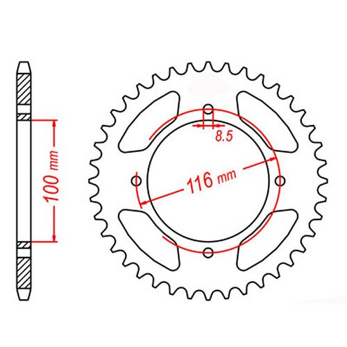 MTX 48 Tooth Rear Sprocket for Suzuki RM100 2005-2006