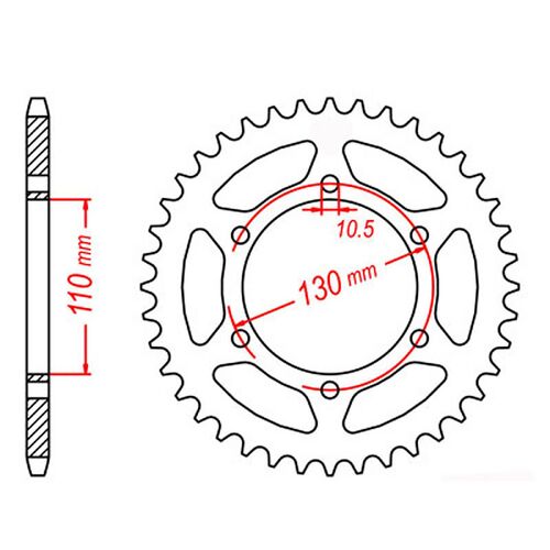 MTX 47 Tooth Rear Sprocket for Kawasaki Ninja 250 2008-2012