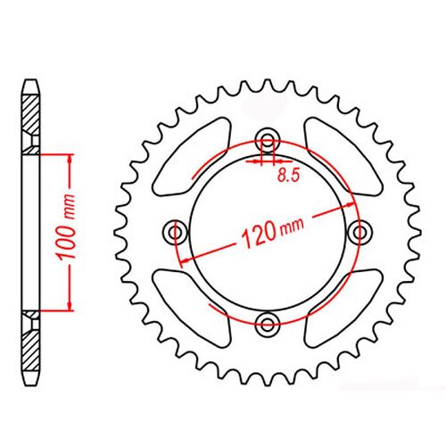 MTX 55 Tooth Rear Sprocket for Yamaha YZ85L Big Wheel 2002-2023