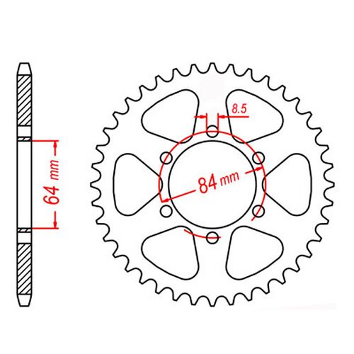 MTX 47 Tooth Rear Sprocket for Suzuki DR125F 1984