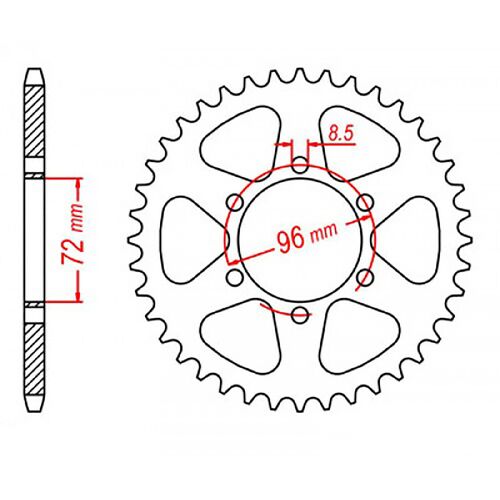 MTX 42 Tooth Rear Sprocket for Suzuki TM400 1974