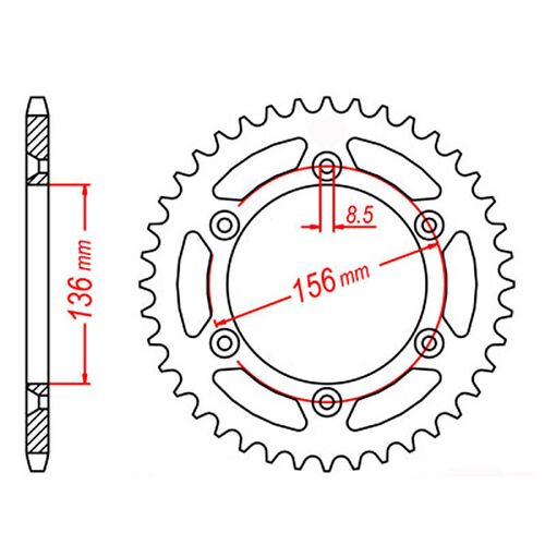 MTX 51 Tooth Rear Sprocket for Husqvarna CR125 1982-1991