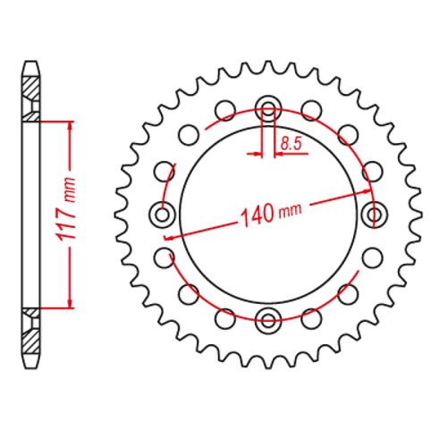 MTX 44 Tooth Rear Sprocket for Yamaha YZ80 1984