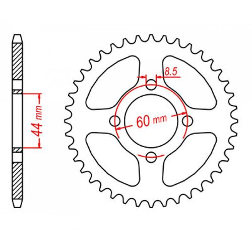 MTX 48 Tooth Rear Sprocket for Yamaha YSR50 1989-1992