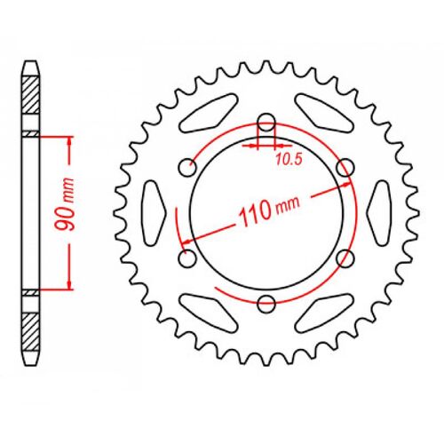 MTX 34 Tooth Rear Sprocket for Yamaha XS650 1977-1981