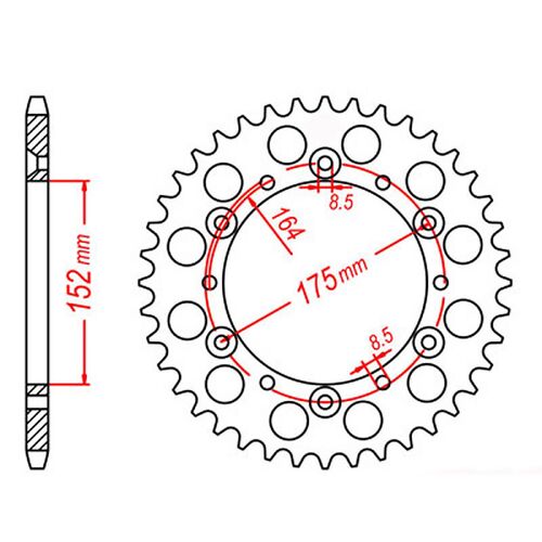 MTX 46 Tooth Rear Sprocket for Yamaha YFM350X WARRIOR 2WD 1989-2004
