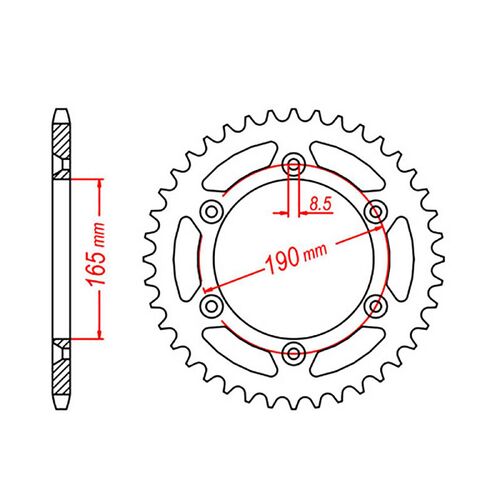MTX 48 Tooth Rear Sprocket for KTM 495 MX 1981-1984