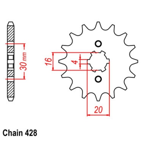 Supersprox 12 Tooth Steel Front Sprocket for Yamaha TTR125 DRUM BRAKE 2000-2001