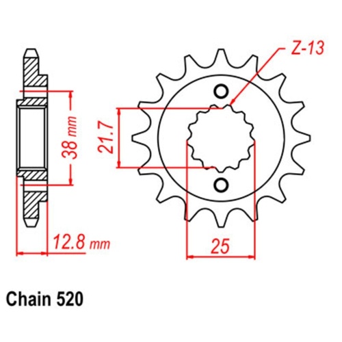 Supersprox 15 Tooth Steel Front Sprocket for Kawasaki KLX650R 1993-1996