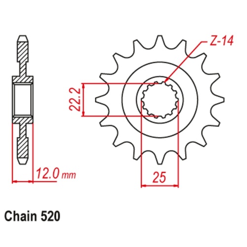 Supersprox 13 Tooth Steel Front Sprocket for GasGas EC300 2001-2019