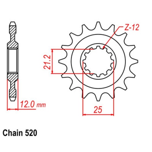 Supersprox 12 Tooth Steel Front Sprocket for Husqvarna 430 Auto 1985-1989